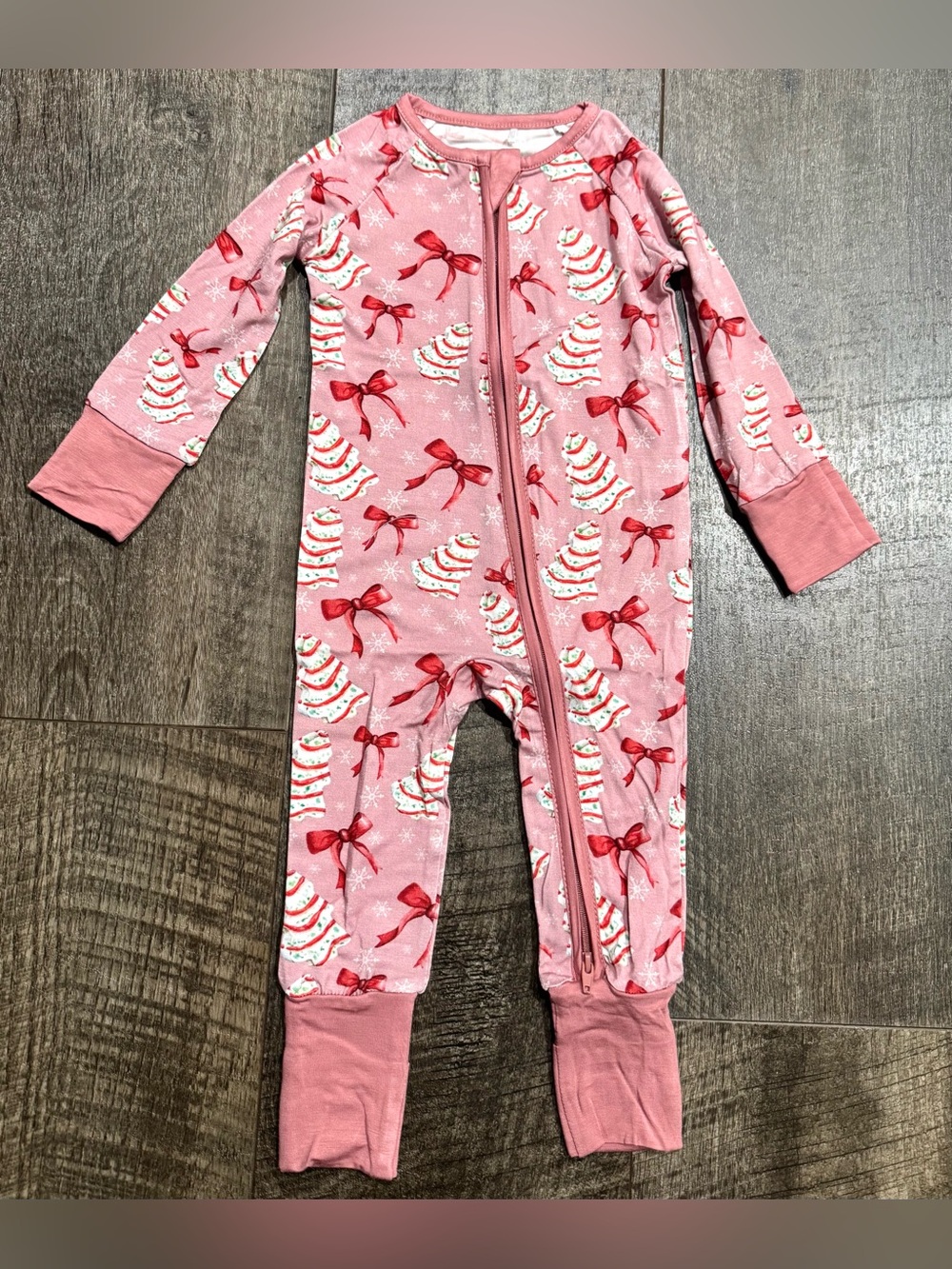 Bamboo Sleeper •Christmas Tree Cake• Print | Pink | size 6-12 m